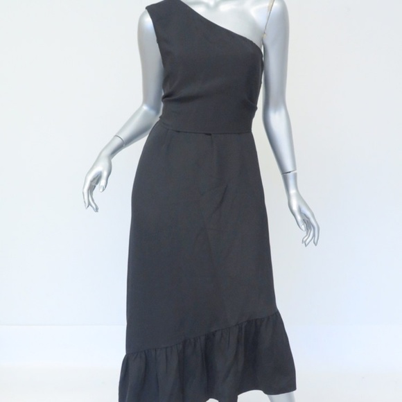 Tibi Dresses & Skirts - Tibi Dress Black One Shoulder Ruffle Hem